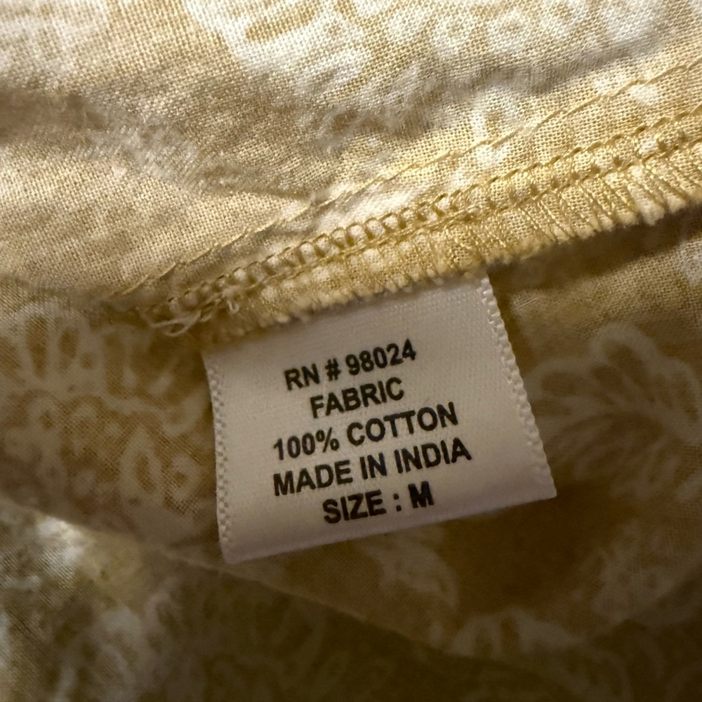Earthy Boho Yellow Cottagecore Top Mustard Floral Lace Cotton Blouse Spring M - Picture 4 of 4